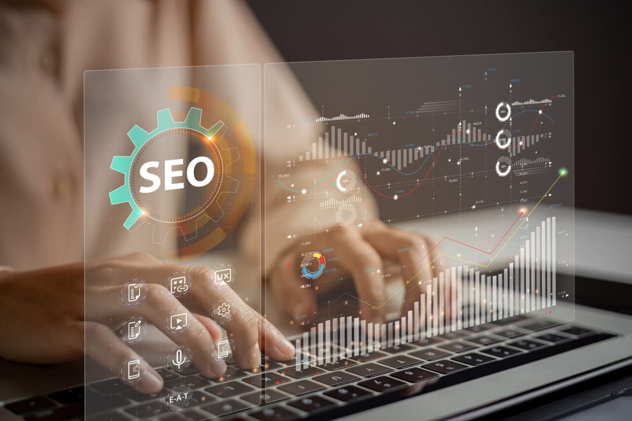 Website admins using SEO tools to get Medicare insurance websites ranked in top search rankings in search engine. Website improvement concept to make search results higher.