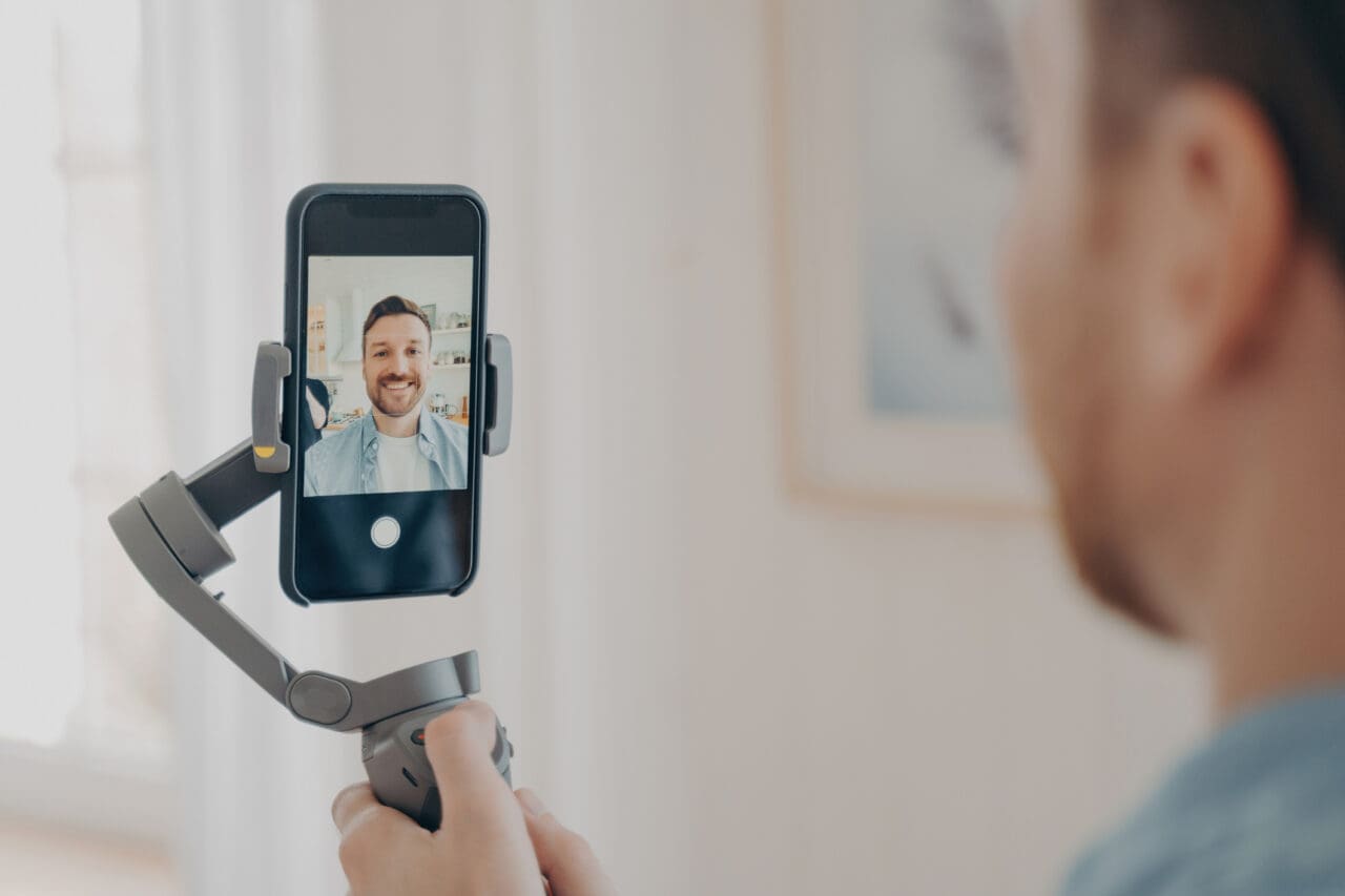 Medicare insurance agent recording TikTok video