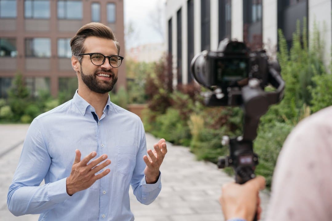 Medicare insurance agent filming a video to boost Google Business Profile rankings